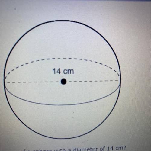 What is the surface area of a sphere with a diameter of 14 cm?

1961 cm2
287 cm2
7841 cm2
981 cm2