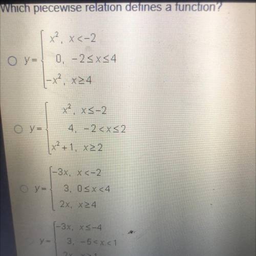Which piecewise relation defines a function