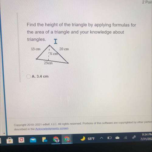Find the height of the triangle