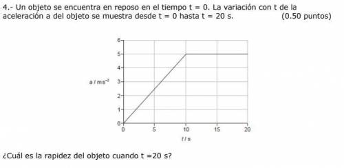 1.- La gráfica muestra la variación de la aceleración a de un objeto con el tiempo t.

a) ¿Cuál es