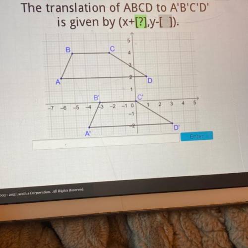 Translation of ABCD to A'B'C'D
by (x+[?],y-[?]).
