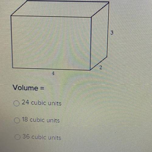 Find the following measure for this figure.
3
The volume for this figure??