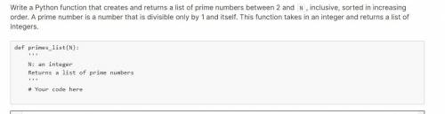 Write a Python function that creates and returns a list of prime numbers between 2 and N, inclusive