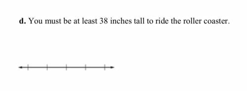 Graph each inequality on a number line.

d. You must be at least 38 inches tall to ride the roller