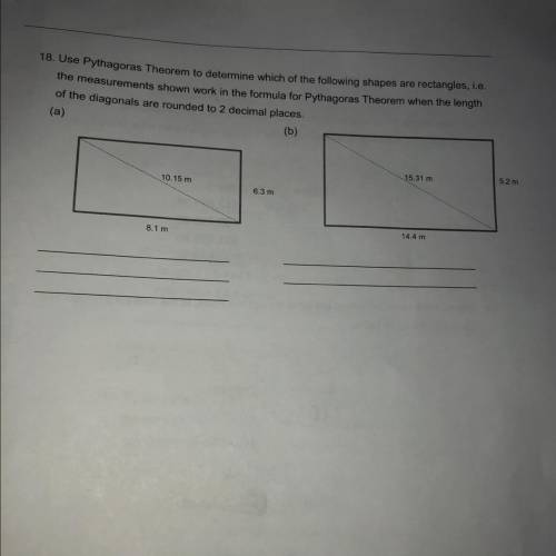 Help with Pythagoras to determine which shapes are rectangles