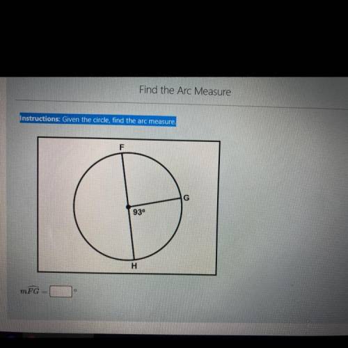 Given the circle find the arc measure