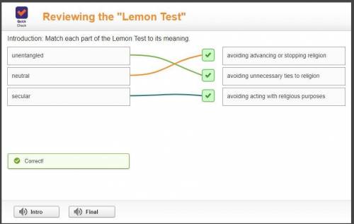 Reviewing the lemon test Introduction: match each part of the lemon test to its meaning