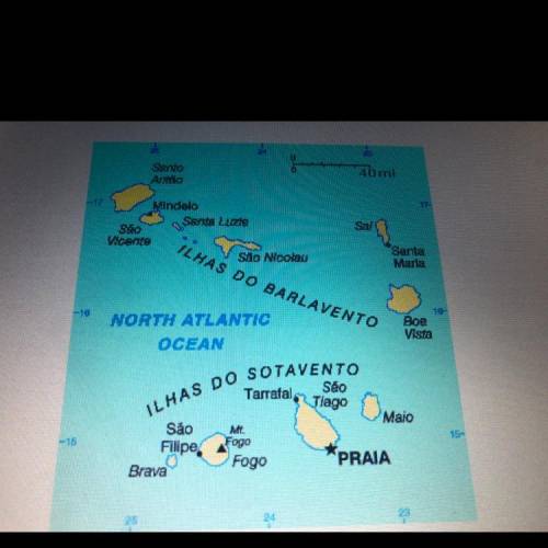 Above is a map of Cape Verde. A boat ￼￼￼captain is taking his friend around the cape. They are star