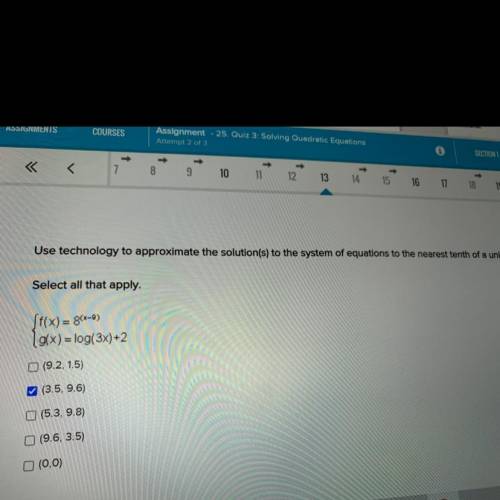 Pls help me

Use technology to approximate the solution(s) to the system of equations to the neare
