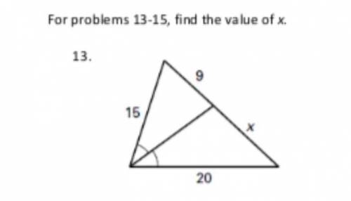 Find the value of x in simular triangles