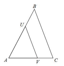 Given that the two triangles are similar, solve for x if AU = 20x + 108, UB = 273, BC = 703, UV = 4