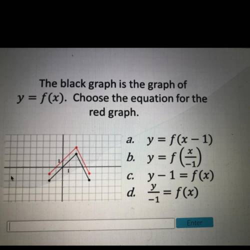 The black graph is the graph of

y = f(x). Choose the equation for the
red graph.
A
a. y = f(x - 1