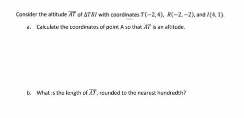 Help please! how do I calculate the coordinates of point a so that at is an altitude?