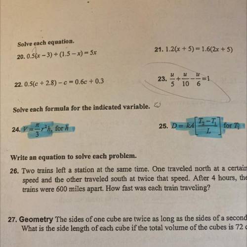 How do I solve the ones in blue highlighter?