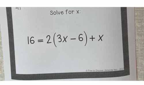 Solve for x! please help (show work)