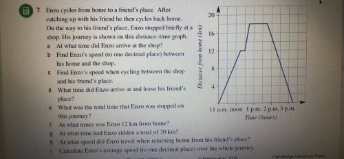 Year8 Distance-time graph
Could you help me to do just Q7 g, h, i?
