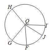 Given the arc, name the central angle. 
FG
A. ∠GQJ
B. ∠FQG
C. ∠GQI
D. ∠HQI