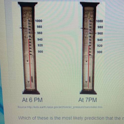 A meteorologist observes the reading shown by a barometer on a particular day at 6 PM and 7 PM as s
