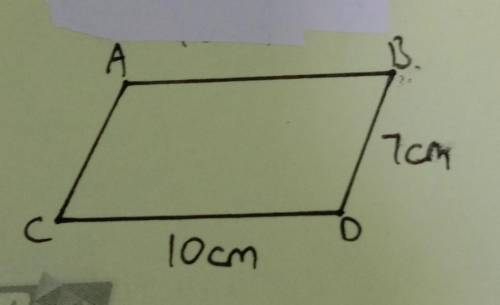 The shape is a parallelogram. CD=10cm, BD=7cm. Find it's area.​