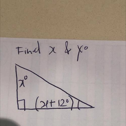 Find x and y from the triangle.