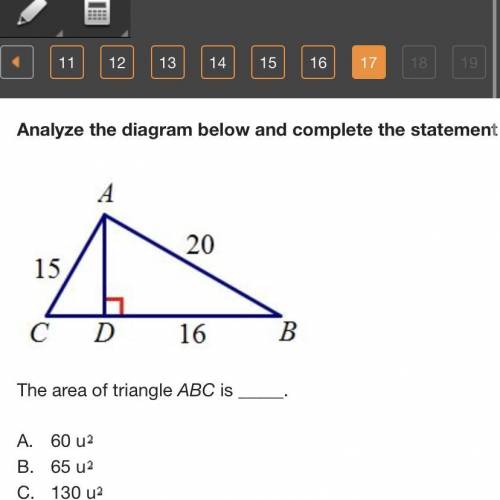 The area of triangle ABC is _____.