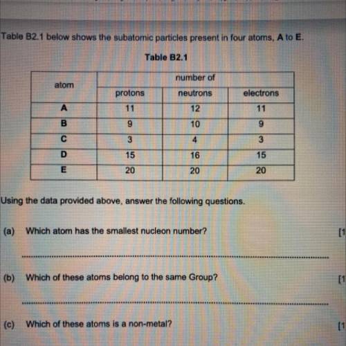 I need help with b) c) and what is the electronic configuration of atom E