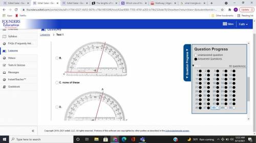 Which one of the following pictures shows a protractor correctly measuring a 90° angle?