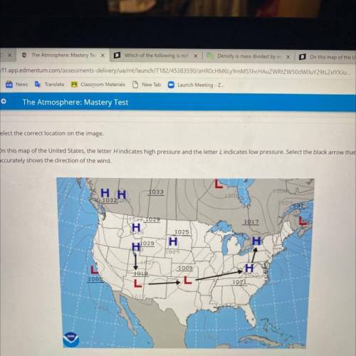 On this map of the United States, the letter Hindicates high pressure and the letter L indicates lo