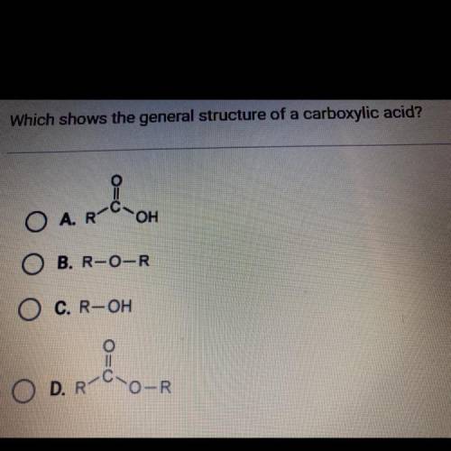 Which shows the general structure of a carboxylic acid?