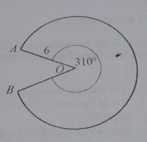 The diagram shows a sector AOB of a circle with center O and radius 6 cm.

The angle of the sector