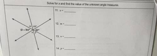 Solve for x and find the value of the unknown angle measures.