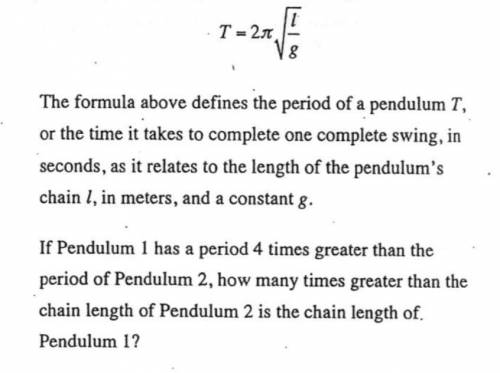 If Pendulum 1 has a period of 4 times greater than the period of Pendulum 2, how many times greater