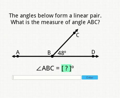 The angles below form a linear pair. What is the measure of angle ABC