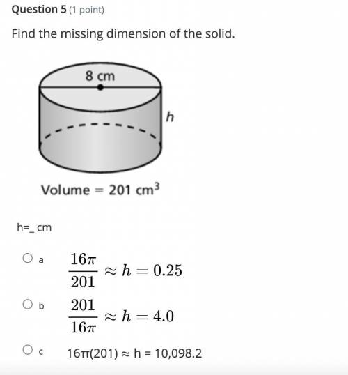 Find the missing dimension of the solid.