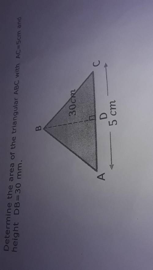 Determine the area of the triangle ABC with a c equals to 10 cm and height GB equals to 30 mm