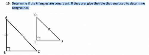 WOULD A KIND SOUL PLEASE HELP MEE OUT???

Determine if the triangles are congruent. If they