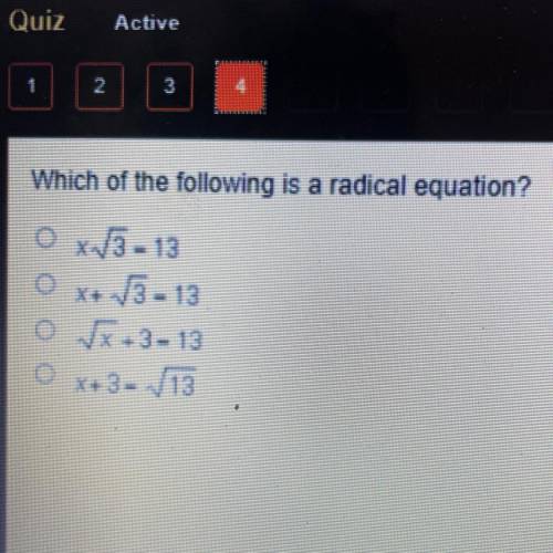 Which of the following is a radical equation