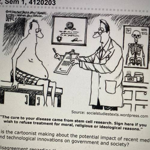 What statement is the cartoonist making about the potential impact of recent medical advancements a