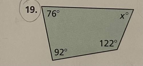 The sum of the angle measures of a quadrilateral is 360°. Write and solve an equation to find the v