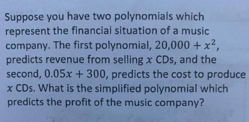 Suppose you have two polynomials which

represent the financial situation of a music
company. The