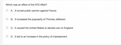 Which was an effect of the XYZ Affair?