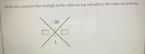 Write two numbers that multiply to the value on top and add to the value on bottom.
-30
1