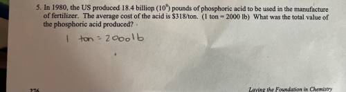 What’s was the total value of the phosphoric acid produced ?