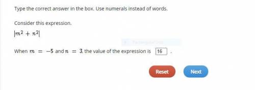 Type the correct answer in the box. Use numerals instead of words.

Consider this expression.
| m^