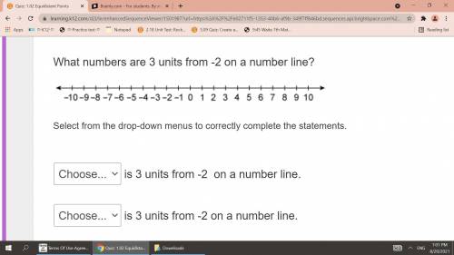 What numbers are 3 units from -2 on a number line?

A number line ranging from negative 10 to posi