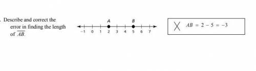 Describe and correct the error in finding the length of AB