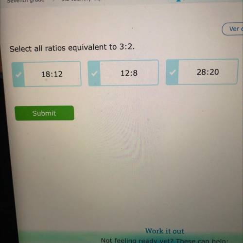 Select all ratios equivalent to 3:2.