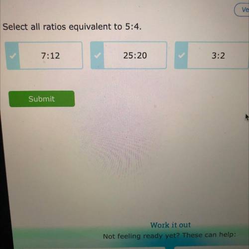 Select all ratios equivalent to 5:4.