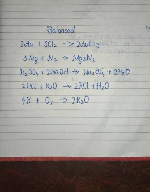 5 example of balanced and 5 example of unbalanced​