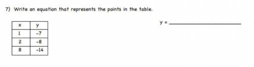 I WILL MARK AS BRAINLIEST! Write an equation that represents the points in the table.